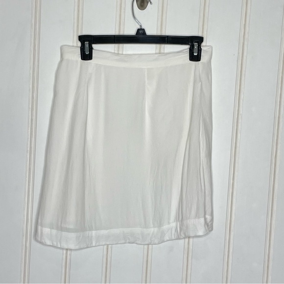 Avec Les Filles Button Down White Rayon Skirt 442 - Picture 4 of 7